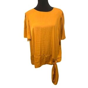 Simply Vera by Vera Wang Silky Yellow Gold short sleeve tie waist detail LARGE